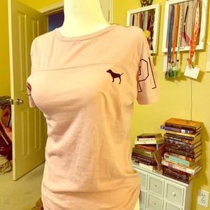 PINK Adult XS football jersey style T-shirt.